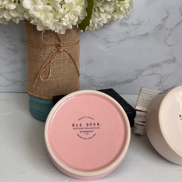 Rae Dunn Pink and Cream Pet Bowl Like New (set) - Picture 6 of 7